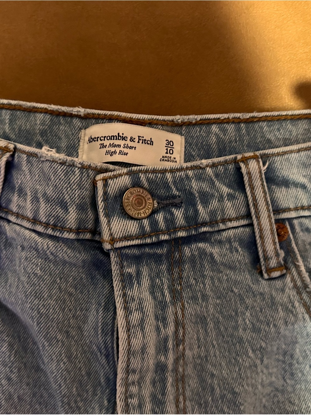 Abercrombie & Fitch Light Blue Denim High-Rise Cutoff Shorts - Picture 3 of 3